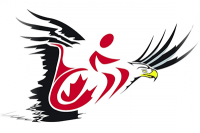 Wheelchair logo overlaying an eagle